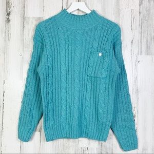 Vintage 90s Chunky Cable Knit Mock Neck Sweater
